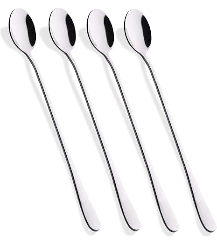 Lot De 2 Cuillères Longues à Café En Acier Inoxydable 304 - 22.3 Cm - Pour Latte, Cocktail, Café Glacé - Lavable Lave-vaisselle - 4