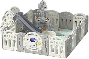 MoLi Box Bambini Centro Attività per Neonati e Bambini Piccoli, Box Neonato di Varie Dimensioni, Recinto Neonato Pieghevole, Ampio Recinto Bimbo per Interni ed Esterni (Y 14+2 Combo)