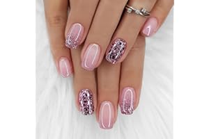 LZKHEH 24 Pièces Carrés Faux Ongles Court, French Violet Brillant Press on Nails à Coller - Autocollants pour Femme et Fille Nail Art, Couverture Complète Acrylique.