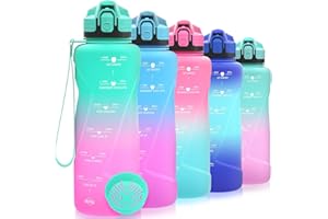 Niggeey Botella de Agua 2l, 1500ml, 1000ml, 700ml, 500ml Botella Agua Deporte, Botella Agua Motivacional, Botella Deportiva Tritan de Plástico Sin BPA & Prueba de Fugas, para Niños, Sport, Bicicleta