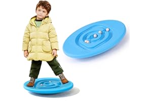 MOCUTEEN Balance Board para Niños con 5 Bolas Multicolor plastico Tabla Laberinto de Bolas Integrado,Tabla de Equilibrio Combina Entrenamiento del Equilibrio y Diversión, a Partir de 3 Años