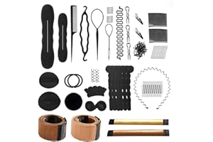 ‎SCETTAR 40-teiliges Haarstyling-Zubehör-Set, Duttmacher, Haarzopf-Werkzeug für die Herstellung von DIY-Frisuren, schwarz, magisches Haarstyling-Zubehör für Mädchen oder Frauen (A)