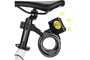 WLDOCA Câble Antivol pour Vélo avec alarme, Niveau sonore de l'alarme 110 dB, cadenas velos antivol étanche, Alarme de sécurité antivol pour la sécurité