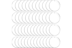 Duufin 50 Stück Acryl Rohlinge Transparente Acryl Transparente Kreis Acrylscheibe Rund mit Loch für DIY Schlüsselringe Projekte Handwerk, 6,35cm