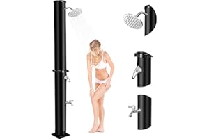 upstartech Ducha Solar Jardín 35L, Ducha Piscina Exterior con 360° Cabeza de Ducha y Grifo, Regulación de Temperatura y Presión
