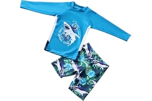 BLOMDES Boys Two Piece Rash Guard Swimsuits Long Sleeve Swimwear for 2-8 Years