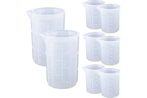 SAVITA Tazas Medidoras de Silicona para Resina Epoxi, Incluidas 2 Tazas de 300 ml + 6 Tazas de Medición de 100 ml para Proyectos de Manualidades con Resina, Decoración del Hogar y Fabricación de Joyas
