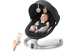 Babyschaukel Elektrisch,Helangel Elektronischer Baby Schaukelsitz mit Kabel und mit Bluetooth Elektrische Babywippe Babywippe und Liegestuhl 3 Timer mit mobiler App-Steuerung/Fernbedienung