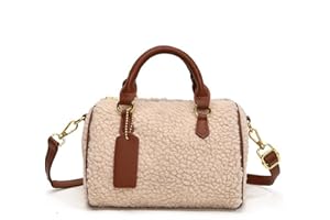 CORIOS Sac à Main en Laine d'agneau Femme Sacs Portés Épaule Moelleux en Peluche Élégant Sac Bandoulière Sac Messager Sacs Cabas Rétro Sac Fourre Tout Sac à Poignée Supérieure Sac Boston Marron