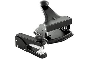 KORNET & HAHN 1971 Kit perforateur et agrafeuse de bureau Kornet & Coq en métal | Couleur : noir mat | Perforatrice papier avec rail de butée | Agrafeuse manuelle pour agrafeuses 24/6 | Design moderne et lourd