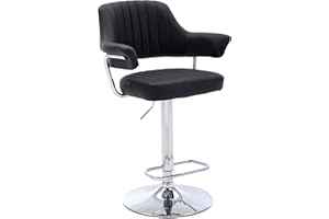 Hnnhome, Nowoczesny, tapicerowany stołek barowy na krzesło obrotowe, sztuczna skóra, kolor czarny