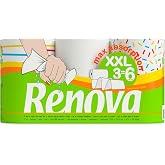 RENOVA MaxiAbsortion XXL Kitchen Rolls, 3 = 6 Rolls, Decorated Paper | 3 XXL rolls = 6 standard rolls (3=6), double layer, de