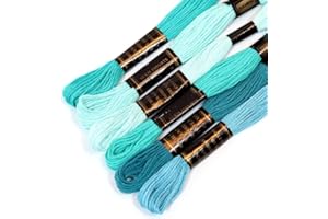 CRAFT&CO 100% Cotton Embroidery Thread Floss Bundle, Pack of 6 in Shades of Turquoise (Other Shades Available). Ideal for Cross Stitch, Embroidery, Friendship Bracelets & Children's Crafts