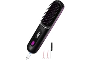 KQLHLHDYZ Piastra per capelli senza fili, spazzola ad aria calda, agli ioni negativi, pettine per capelli 20 secondi, riscaldamento rapido, design anti-scottatura, per tutti i tipi di capelli, ricaricabile