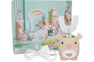 HURRISE Spazzolino Elettrico Bambini A 360 Grad, Cleaning A 5 Velocità, Setole Morbide Di Grado Commestibile Spazzolino Elettrico Bambini Per Spazzolini Da Denti Elettrici 6 14 Anni)