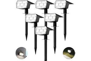 HIBOITEC 59 LED Luz Solar Exterior, 6 Paquetes Luces Solares Led Exterior Jardin, Luce blanca de 6000k, Luz solar impermeable IP65 para jardín, Luces solares para jardín con brillo ajustable, Caminos
