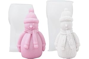 KINDPMA 2 Pièces moules en silicone Bonhomme de neige de Noël 3D de Noël Bonhomme de neige Moules À Bougies de Noël en silicone pour DIY Décoration De Noël(Bonhomme de neige de Noël)