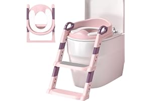 HTRTRR Réducteur de WC pour enfant avec échelle réglable, réducteur de WC portable et pliable pour V, U, O (rose)