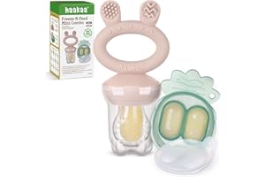 Haakaa Dziecko Owoce Jedzenie Podajnik & Mini zamrażarka Nibble Tray Combo, Formy do popsicle z mlekiem matki bez BPA, do bezpiecznego samodzielnego karmienia niemowląt, 4 miesiące+Róż