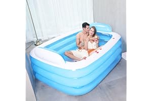 NOYHHAV Piscinas Inflables Bañera Inflable Spa Bañera Engrosada Adulto Bañera de Playa Bañera Barril Bañera Doble Bañera Plegable PVC + Bomba de Pie Piscina