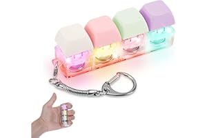 QUALDESN Keyboard Fidget Toy, 4 Keys Decompression Toys with Lamp, Stress Relief Desk Toy for Adults and Kids, Portable and Non-Slip Design Ideal for Home Office School and On the Go