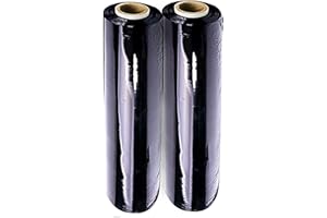 St@llion Black 400mm x 250m Shrink Wraps Heavy Duty Pallet Wrap Stretch Parcel Packing Cling Film for Moving Secure Packaging Shipping and Industrial with Handle (Pack of 2)