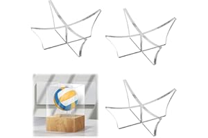 kuryt Football Stand,3PCS Acrylic Ball Stand and Rugby Ball Stand, Transparent Football Display Stands, Sports Football Holder, Suitable for Football, Basketball, Soccer, Volleyball, Rugby Display