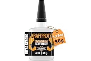 ARKA Colla istantanea liquida per ceramica e porcellana – KRAFTPROTZ XXL 50 g – trasparente, lavastoviglie e resistente al calore – punta anti-secco – adesivo per tazze, piatti, terracotta, stoviglie