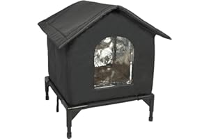 MagiDeal Maison Chat Extérieur, Niche pour Chat Exterieur, Cabane Chat Exterieur Hiver et Pluie, Abri Isolé et Coupe-Vent en Tissu Oxford, Tente Chaude pour Animaux Domestiques Errants, L Black