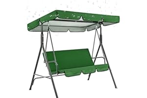 Tacery Swing Canopy with Seat Cushion Cover Set, Garden Outdoor Swing Chair Cover Set, Replacement Canopy Cover, Waterproof Swing Seat Protect Cover, 3 Seater Swing Chair Canopy Top Pads, Dark Green