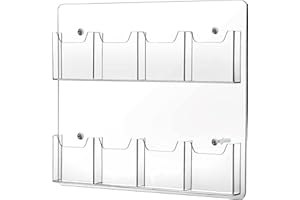 Keweni Acryl Prospektständer Tribüne,Broschüre Display Stand Business Multi Slot Broschüre Rack klar Acryl Wand Tasche für Flyer Literatur Menü werben (8 pockets)