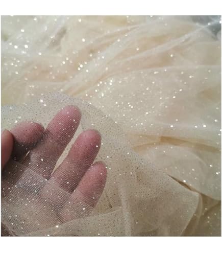 Tessuto Tulle Con Perle Bianco 100x160cm - Per Abiti Sposa E Decorazioni - Foto 4