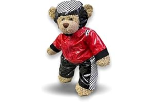 Build your Bears Wardrobe Teddy Bear Clothes fits Build a Bear Teddies Motor Biker Outfit (Red/Black)