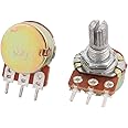 Sourcingmap A14010300ux0175 2 Piece B50K 50K Ohm 3 Terminal Single Linear Rotary Taper Potentiometer, 0.63" Width, 0.98" Length Zinc Plating