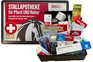 Stallapotheke für Pferd und Reiter - Stall Apotheke von Apotheken-Express 18 teiliges Set -erste Hilfe für Pferd und Reiter