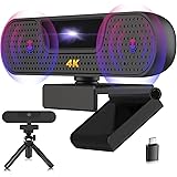 VIZOLINK W8GS Webcam 4K, UHD Webcam pc con Microfono Treppiede, Autofocus, Protezione dei dati, Plug & Play, Campo Visivo 85°