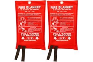 AKSIPO Fire Blanket Fiberglass Fire Emergency Blanket Suppression Blanket Flame Retardant Blanket Emergency Survival Safety Cover for Kitchen Home House Car Office Warehouse, 2 Pack (39.3X 39.3 inch)