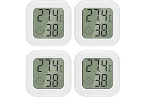 PAIRIER 4 pièces Mini LCD Thermomètre Hygromètre Interieur Termometre Maison Convient pour Les Chambres D'enfants,Les Chambres de Personnes âgées etc