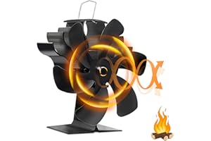 bestyks Wärmebetriebener Ofenventilator mit 6 Blättern, 6 Flügel Rotorblätter,Kamin Ventilator - Lüfter für Kaminöfen Holzöfen Öfen,hitzebetrieben, für Holzofen, Kamin (6 Blättern)