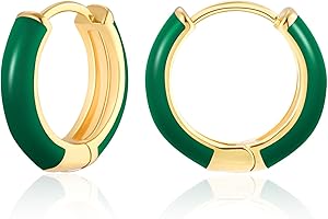 MESOVOR Small Gold Hoop Earrings for Women, 18K Gold Plated Lightweight Huggie Earrings | Enamel Hypoallergenic Earrings Gifts for Girls