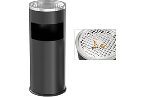 Dyna-Living Rubbish Bin Outdoor Stainless Steel Trash Can with Lid - Large Outdoor Bin Garbage Can for Garden, Backyard, Home, Office, Restaurant, Indoor (Black)