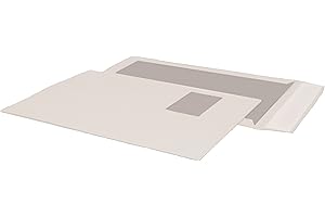 ‎POSTHORN MADE BY BONG POSTHORN Papprückwandtaschen C4 (100 Stück), haftklebende Versandtaschen C4 mit Papprückwand und Fenster, weiße Versandtaschen A4 mit Papprückwand aus Graupappe 450g/m², 324 x 229 mm, 120g/m²