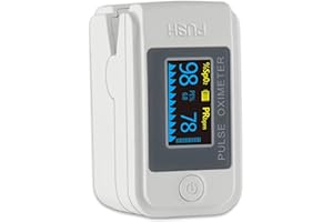KAMROSE Fingertip Pulse Oximeter Batteries and Lanyard Included, CE and FDA Approved Blood Oxygen Saturation Monitor with LED Display Blood Oxygen Monitor, Finger Pulse Oximeter (Waveform white)