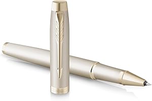 Parker Penna roller monocromatica IM | inchiostro nero | finitura e puntale champagne | punta fine | confezione regalo