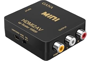 GANA HDMI to RCA, 1080P HDMI to AV 3RCA CVBs Composite Video Audio Converter Adapter Supporting PAL/NTSC with USB Charge Cable (Black)