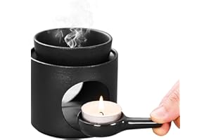 AKONE Lámpara aromática con soporte para velas de té, lámpara para aceites esenciales, lámpara aromática de cerámica, difusor de aceite aromático, cera aromática, altura x 11 cm de diámetro, carcasa