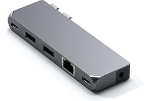 ‎SATECHI SATECHI Wieloportowy Adapter USB-C Pro Hub Mini – USB 4, Dane USB-A I USB-C, Gigabit Ethernet I Gniazdo Słuchawkowe - Dla MacBook Pro/Air M2/ M1 (Gwiezdna Szarość)