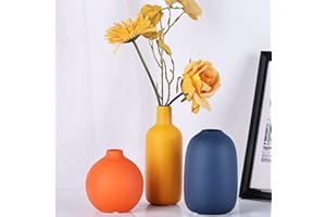 XMGZQ Vaso Blu,Vaso in Ceramica,Vaso Giallo,Vasi Colorati,Vaso Ceramica Giallo,Vasi Decorativi Interno Moderni,Vasi in Ceramica,Vaso Ceramica,Oggetti Decorativi per la Casa,Set Vasi Decorativi Interno