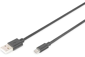 DIGITUS Kabel USB 2.0 – 1 m – USB A do typu Micro B – 480 Mbit/s – Kabel połączeniowy do komputerów, notebooków, hubów, smartfonów – czarny