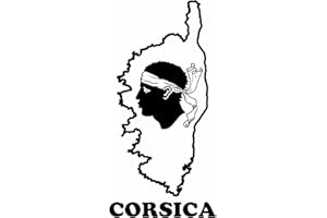JVM - Autocollant sticker tuning pour voiture, boite à lettre, pc ordinateur portable laptop : (Noir sur fond transparent, Lot de 2 - Corse île de beauté CORSICA 12x6 cm)